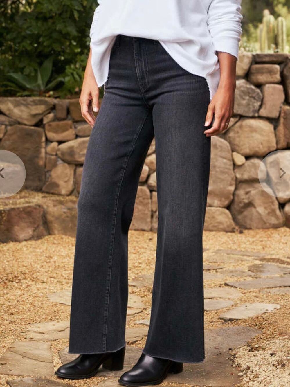 Frank & Eileen East Galway Gaucho Jean Washed Black Wide Leg Raw Hem Size 32